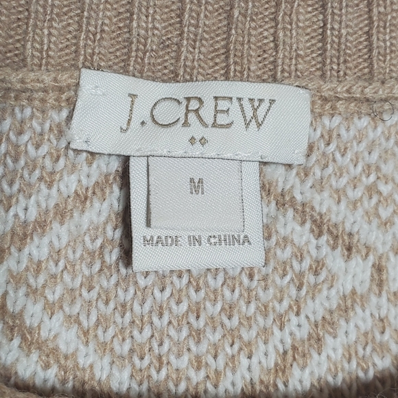 J Crew Factory Diamond Print Tan Sweater Medium - Picture 4 of 7